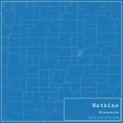 Blueprint US city map of Watkins, Minnesota.