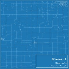 Blueprint US city map of Stewart, Minnesota.