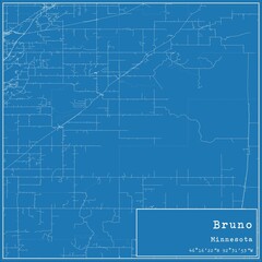 Blueprint US city map of Bruno, Minnesota.