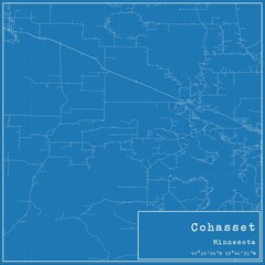 Blueprint US city map of Cohasset, Minnesota.