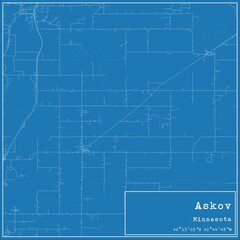 Blueprint US city map of Askov, Minnesota.