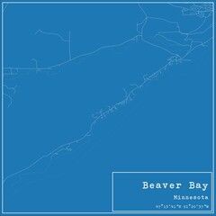 Blueprint US city map of Beaver Bay, Minnesota.
