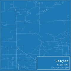 Blueprint US city map of Canyon, Minnesota.