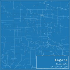 Blueprint US city map of Angora, Minnesota.