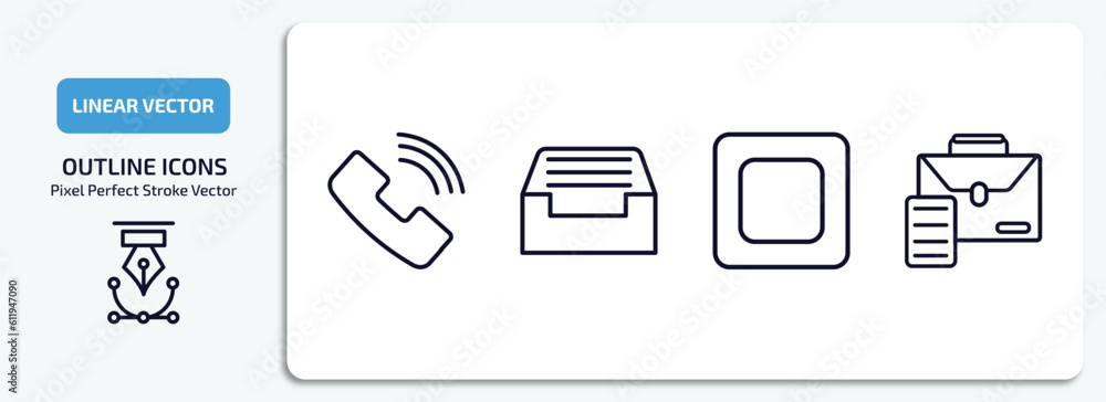 Poster tools and utensils outline icons set. tools and utensils thin line icons pack included ringing, tray