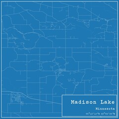Blueprint US city map of Madison Lake, Minnesota.