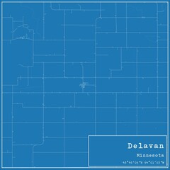 Blueprint US city map of Delavan, Minnesota.