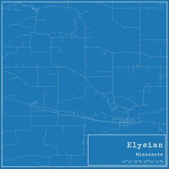 Blueprint US city map of Elysian, Minnesota.