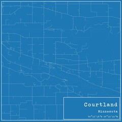 Blueprint US city map of Courtland, Minnesota.