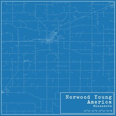 Blueprint US city map of Norwood Young America, Minnesota.