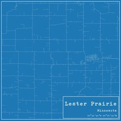 Blueprint US city map of Lester Prairie, Minnesota.