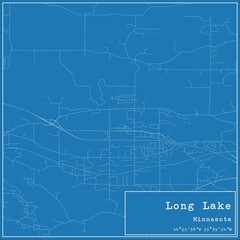Blueprint US city map of Long Lake, Minnesota.