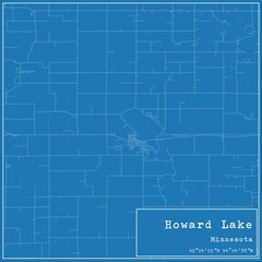 Blueprint US city map of Howard Lake, Minnesota.