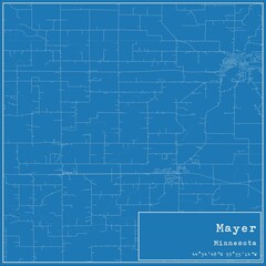 Blueprint US city map of Mayer, Minnesota.