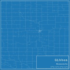 Blueprint US city map of Gibbon, Minnesota.