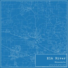 Blueprint US city map of Elk River, Minnesota.