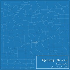 Blueprint US city map of Spring Grove, Minnesota.