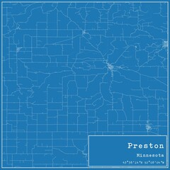 Blueprint US city map of Preston, Minnesota.