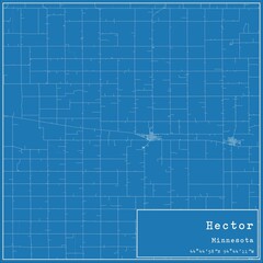 Blueprint US city map of Hector, Minnesota.