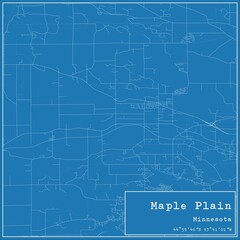 Blueprint US city map of Maple Plain, Minnesota.