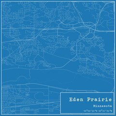 Blueprint US city map of Eden Prairie, Minnesota.