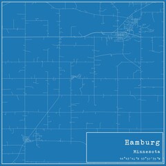 Blueprint US city map of Hamburg, Minnesota.