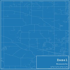 Blueprint US city map of Hamel, Minnesota.