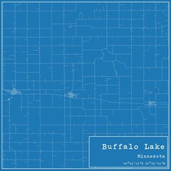 Blueprint US city map of Buffalo Lake, Minnesota.