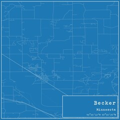 Blueprint US city map of Becker, Minnesota.