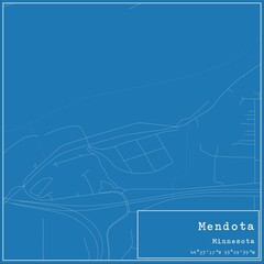 Blueprint US city map of Mendota, Minnesota.