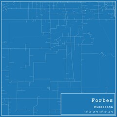 Blueprint US city map of Forbes, Minnesota.