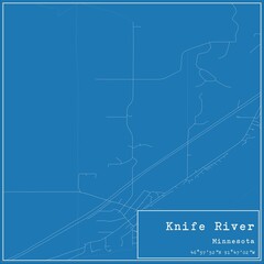 Blueprint US city map of Knife River, Minnesota.