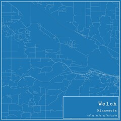 Blueprint US city map of Welch, Minnesota.