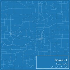 Blueprint US city map of Dassel, Minnesota.