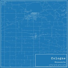 Blueprint US city map of Cologne, Minnesota.