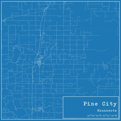 Blueprint US city map of Pine City, Minnesota.