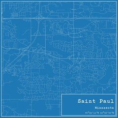 Blueprint US city map of Saint Paul, Minnesota.