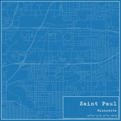 Blueprint US city map of Saint Paul, Minnesota.