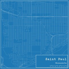 Blueprint US city map of Saint Paul, Minnesota.