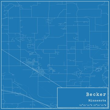 Blueprint US city map of Becker, Minnesota.