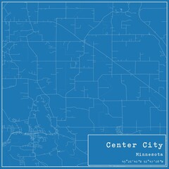 Blueprint US city map of Center City, Minnesota.