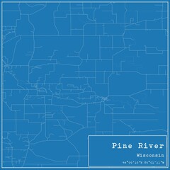 Blueprint US city map of Pine River, Wisconsin.