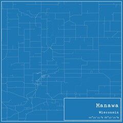 Blueprint US city map of Manawa, Wisconsin.