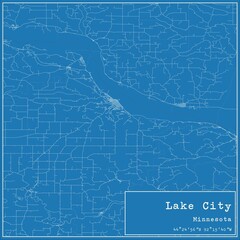 Blueprint US city map of Lake City, Minnesota.