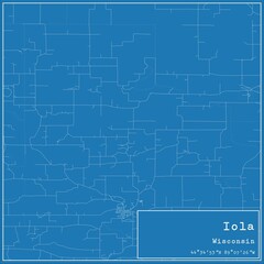 Blueprint US city map of Iola, Wisconsin.