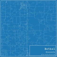 Obraz premium Blueprint US city map of Bethel, Minnesota.