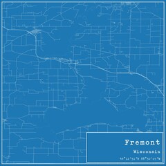 Blueprint US city map of Fremont, Wisconsin.