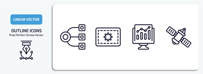 technology outline icons set. technology thin line icons pack included structural elements, , growth hacking, satellite connection vector.