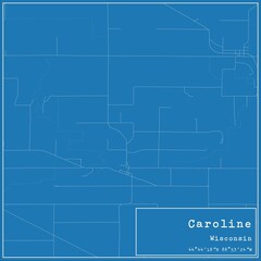 Blueprint US city map of Caroline, Wisconsin.
