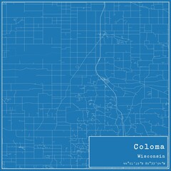 Blueprint US city map of Coloma, Wisconsin.